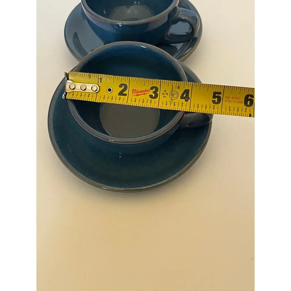 4 PCS Le Tauci Cups & Saucers- Blue